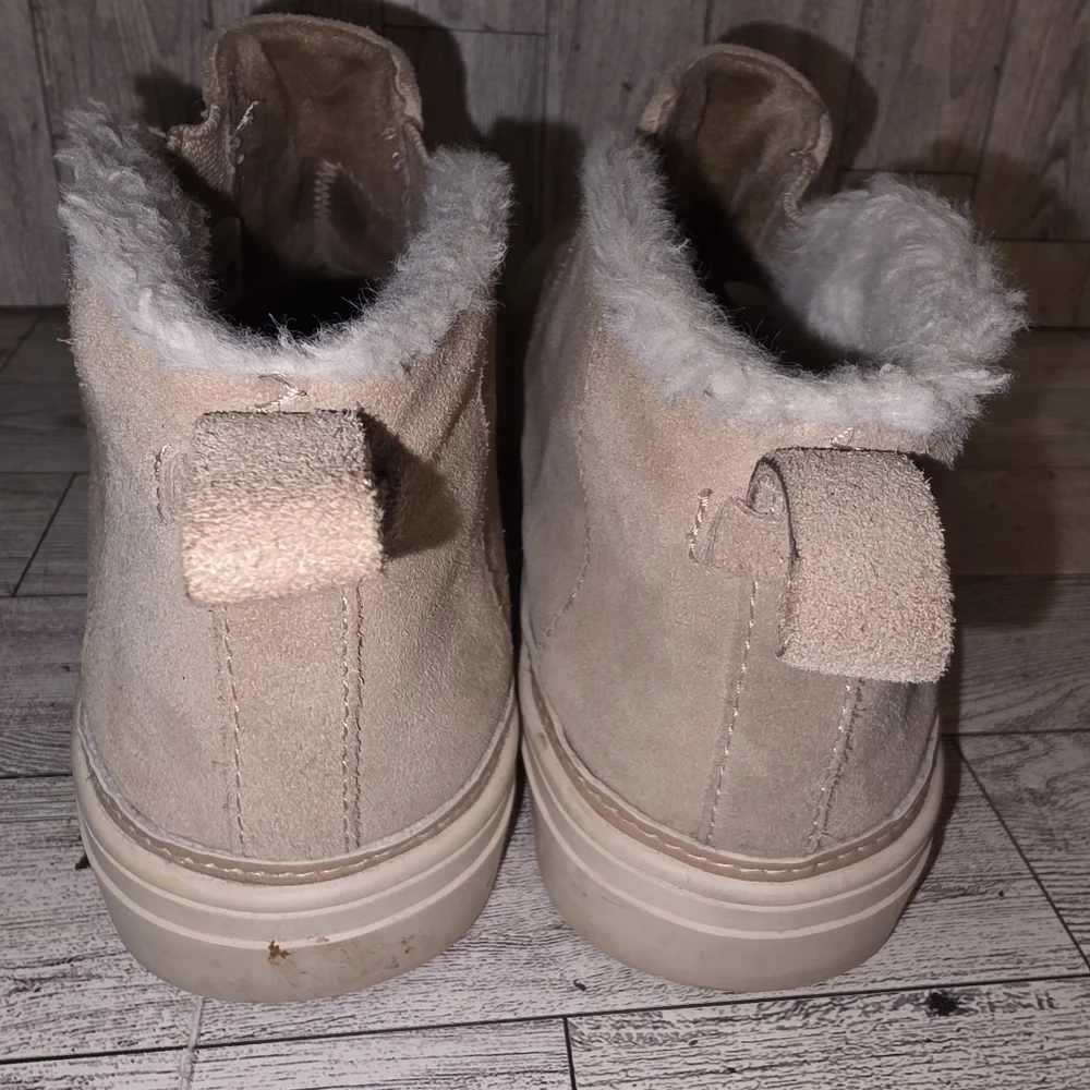 Tan Suede Fur-Lined Ankle Boots
